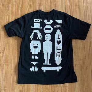 Black Graphic Tee White Pixel Art Design Retro Gaming 8-Bit Unisex Size S